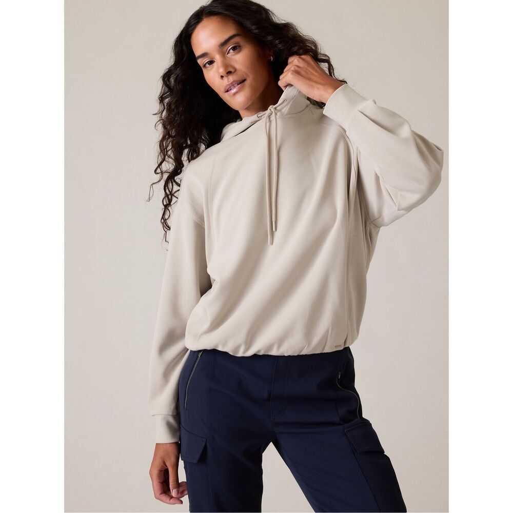Athleta Hoodie Seasoft Bubble‎ Hem Athletic Abalone Cream Large